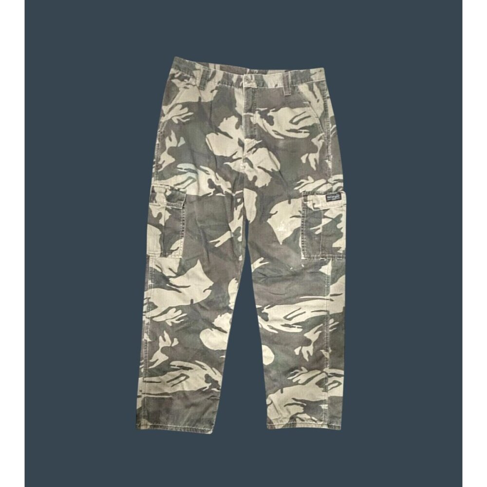 Camouflage Cargo Pants 34x32 Mens 100% Cotton Outdoor Casual Military Style